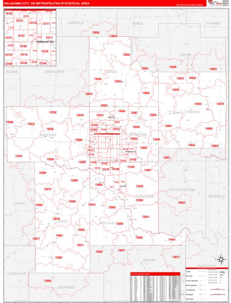Oklahoma City Metro Area Ok Zip Code Maps Red Line