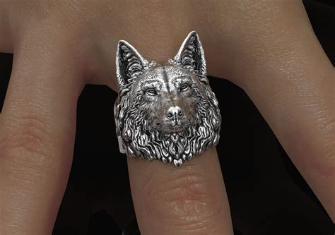 Silver Men Wolf Ring Wolf Sterling Silver Mens Signet Etsy