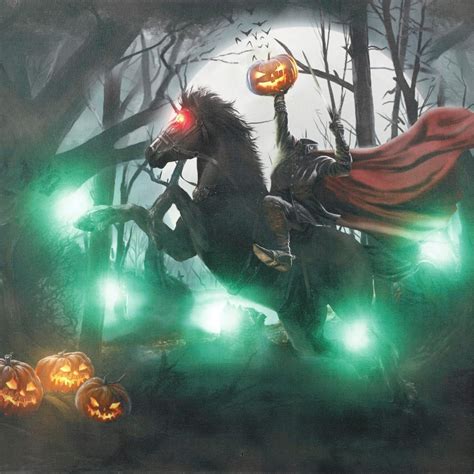 15 In X 20 In Halloween Headless Horseman Led Canvas With Sound