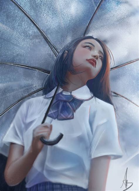 Doodle By Trungbui42 On Deviantart Girl In Rain Anime