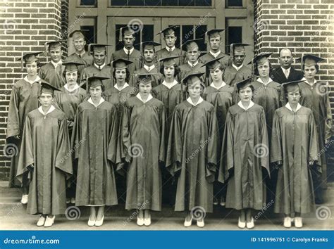 Great Depression Era 1930s High School Graduating Class Editorial Photo