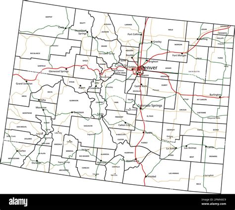 Colorado Road And Highway Map Vector Illustration Stock Vector Image