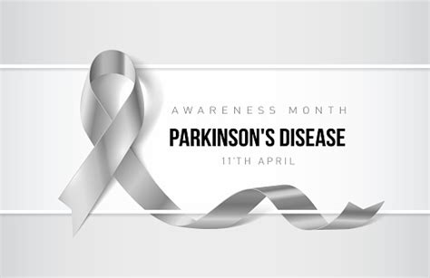 Banner With Parkinsons Disease Awareness Realistic Ribbon Stock