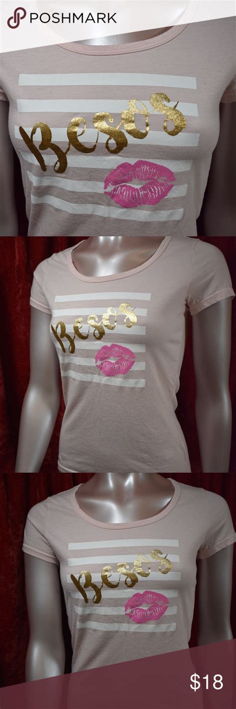 Guess Besos Kisses Tee Tees Women Shopping Baby Pink