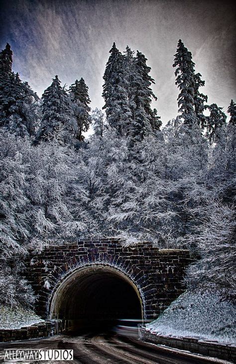 Tunnel On Hwy 441 Snowy Landscape By Chris Alley Great Smoky