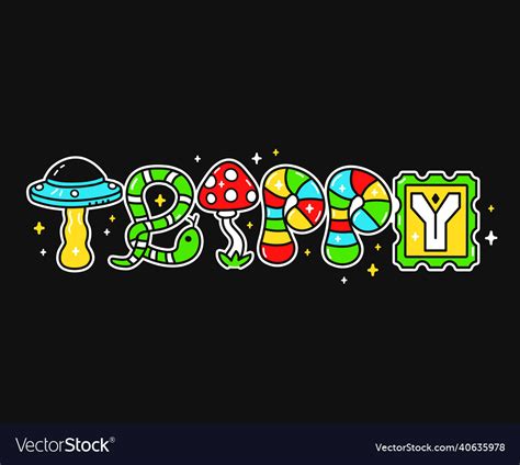 Trippy Wordtrippy Psychedelic Style Letters Vector Image