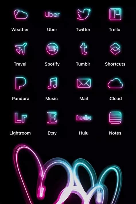 100 Tokio Neon App Icons Neon Aesthetic Ios 14 Icons Iphone Etsy