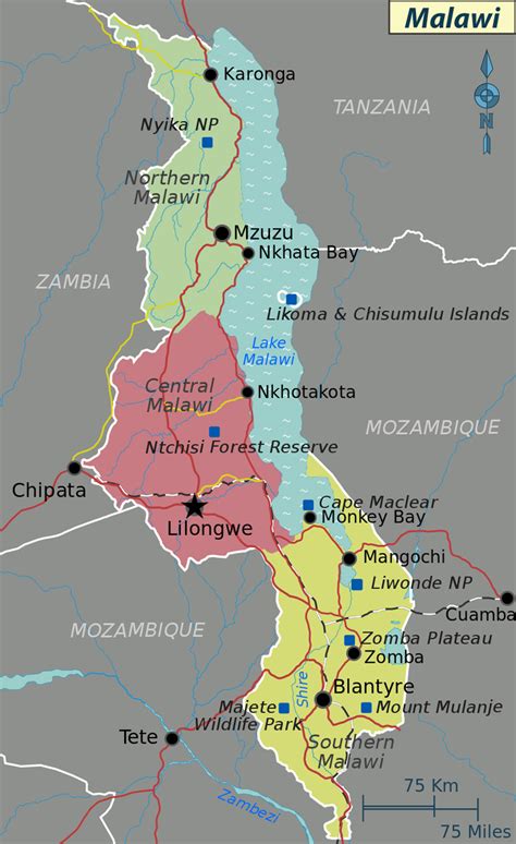 Large Regions Map Of Malawi Malawi Africa Mapsland Maps Of The World