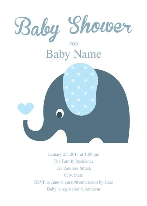 Elephant Baby Shower Invitation Templates Elephant Baby Shower