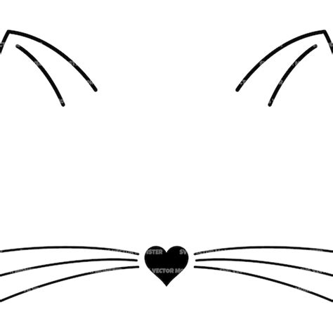 Cat Face Svg Cat Ears Nose Whiskers Svg Kitten Face Svg Etsy
