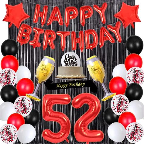 buy santonila red 52nd birthday decorations happy birthday banner sash cheers to 52 years cake