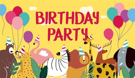 Animal Theme Happy Birthday Card Vector Download Free Vectors