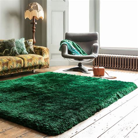 Plush Shaggy Emerald 70cm X 140cm Rug Green Rug Living Room Green