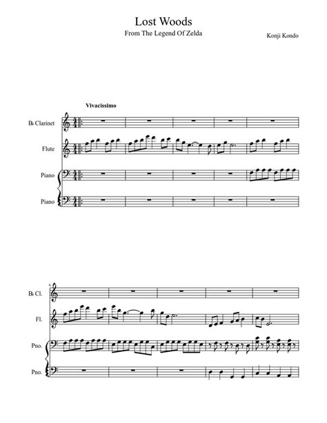 Lost Woods Sheet Music For Piano Flute Clarinet Mixed Quartet