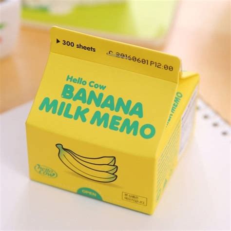 4pcs Creative Cute Milk Box Memo Note Paper Office School Suppliesbanana