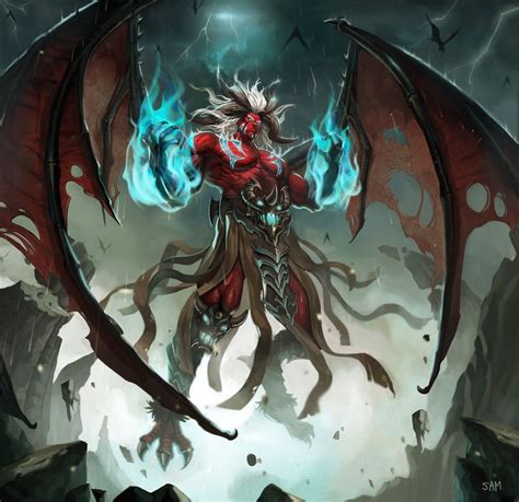 Half Dragon Demon Criaturas Mitológicas Personajes De Fantasía