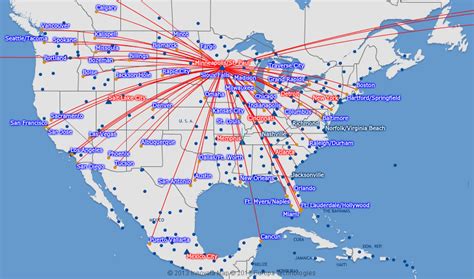 Delta Air Lines Route Map North America From Minneapolis Stpaul