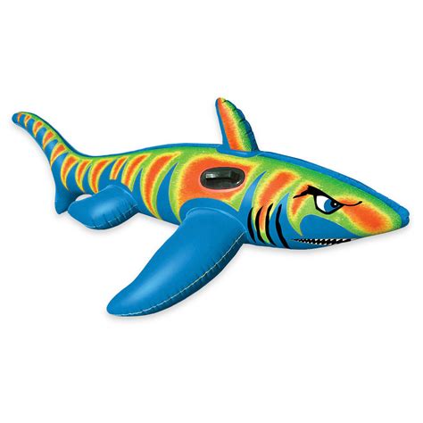 Poolmaster Super Jumbo Shark Rider Safe Water Inflatable Pool Toy For