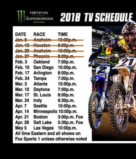 Practice for most sports takes place on nearly identical fields or courts, which is not the case for supercross. 2018 OAKLAND SUPERCROSS: TV TIMES, AMA POINTS, SCHEDULE ...