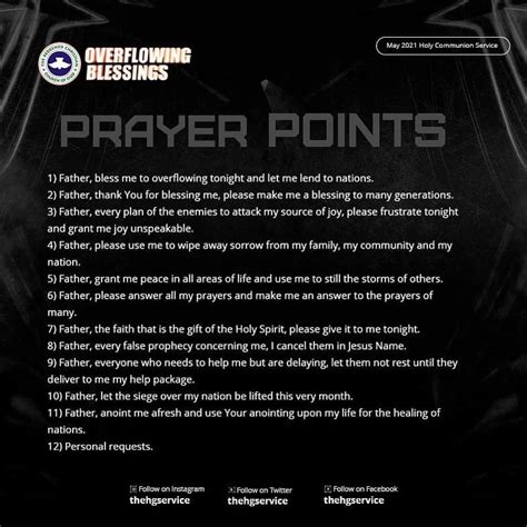 Prayer Points From Rccg May 2021 Holy Ghost Service
