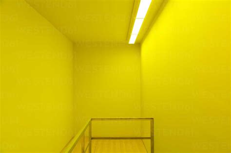Banister In Yellow Room Stock Photo