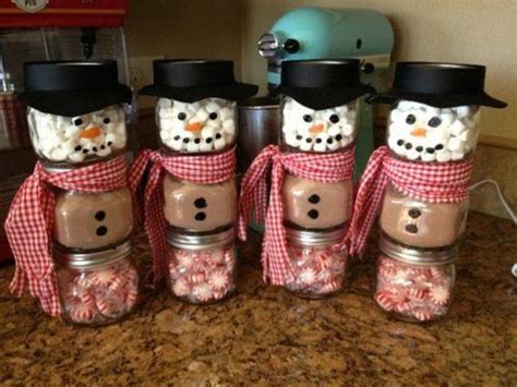 Selbstgemachte Weihnachtsgeschenke Lustige Schneemänner Mason Jar