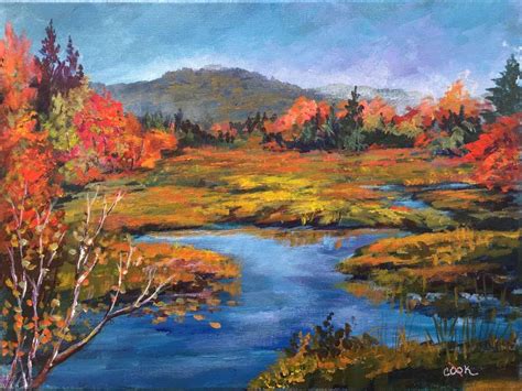 High Mountain Lake in the Fall - Acrylic Painting Lessons for Beginners to Adva… | Landscape ...