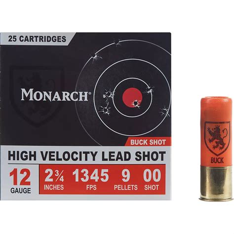 Monarch High Velocity 12 Gauge Buck Shotshells 25 Rounds Academy