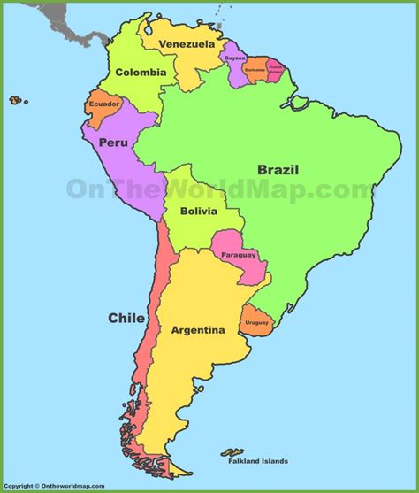 Political Map Of South America Latin America Map South America Map