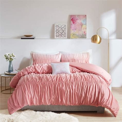 3 Piece Modern And Contemporary Blush Pink Comforter Set Twin Xl Size Allover Ombre