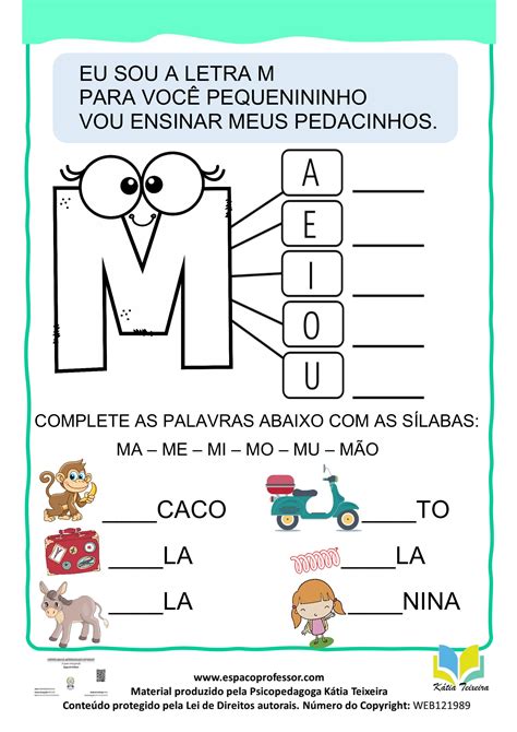 Atividade De Português 1º Ano Leitura E Interpretação Letra M
