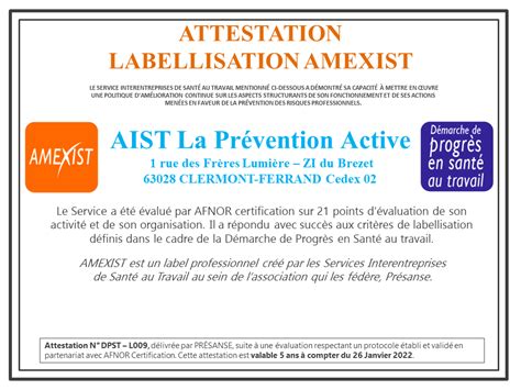 Laist Est LabellisÉe Aist La Prévention Active