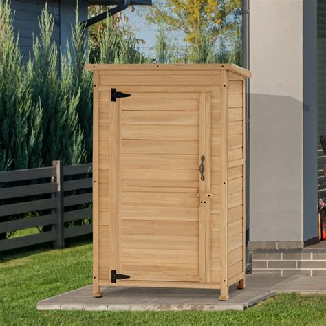 Mcombo Small Outdoor Wood Storage Cabinet Little Garden Wooden Tool S