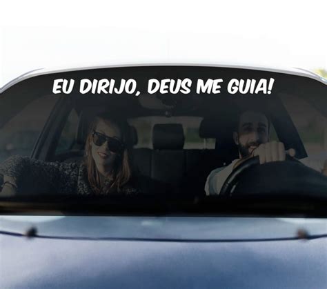 Adesivo Frase Vidro Carro Eu Dirijo Deus Me Guia 80cm Elo7