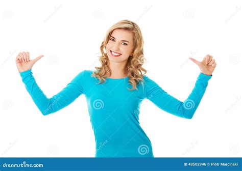Portrait Of Woman Pointing On Herself Stock Photo Image Of Attractive
