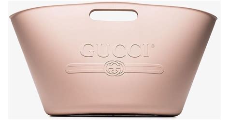 Gucci Pink Embossed Rubber Beach Bag Lyst