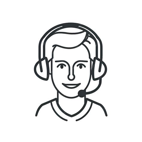 Premium Ai Image Call Center Operator With Headset Line Icon Outline