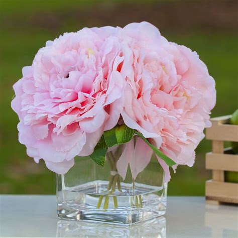 Ophelia Co Silk Peonies Floral Arrangements In Vase Reviews