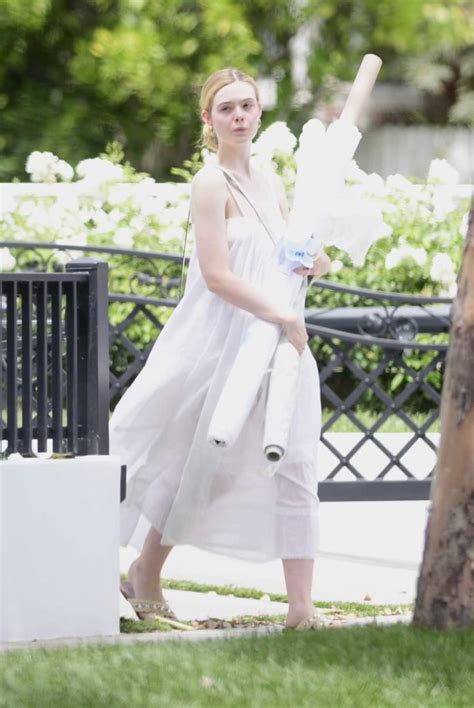 Elle Fanning In A White Summer Dress Was Seen Out In Los Angeles 0815