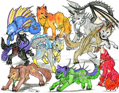 Collage Of My Elemental Wolves By Itsmar On Deviantart