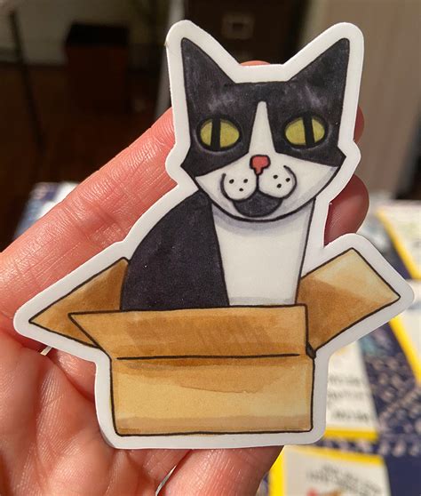Tuxedo Cat In Box Sticker Cat People Press