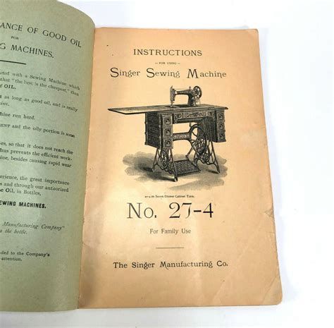 Singer 27 4 Treadle Sewing Machine Instruction Manual Original 1903