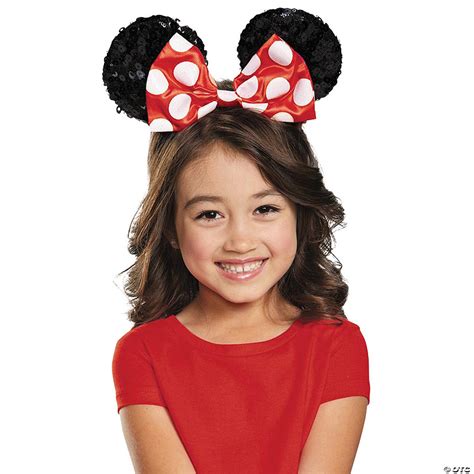 Kids Red Minnie Mouse Bow Sequin Ears Oriental Trading