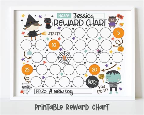 Halloween Reward Chart For Kids Simple Kids Reward Chart Etsy