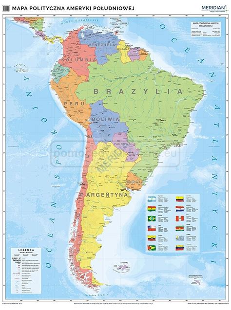Ameryka Południowa - ścienna mapa polityczna (2020) :: Pomocedydaktyczne.eu
