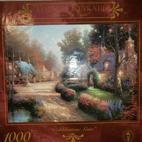 Thomas Kinkade 1000 Piece Jigsaw Puzzle Cobblestone Lane Painter Of