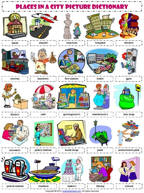 Places In A City Pictionary Poster Worksheet Pdf Pdf