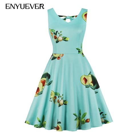 Enyuever Summer Dress Plus Size Women Clothing Casual Sleeveless Fruit