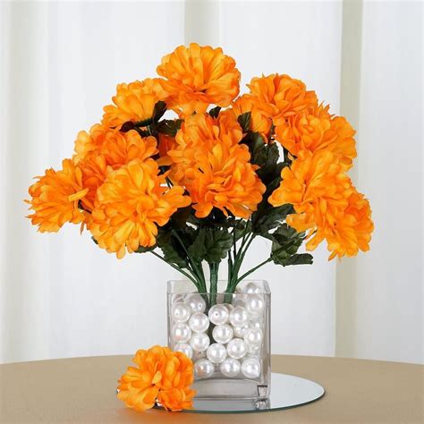 12 bush 84 pcs orange artificial silk chrysanthemum flowers artificial flowers and plants