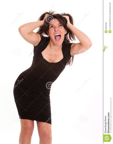 Angry Girl In Black Stock Photo Image Of Black Isolated